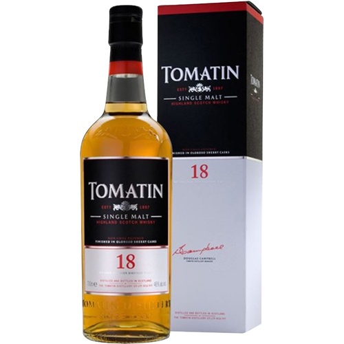 WHISKY ECOSSE HIGHLANDS SINGLE MALT TOMATIN 18 ANS 46% 70CL SOUS ETUI